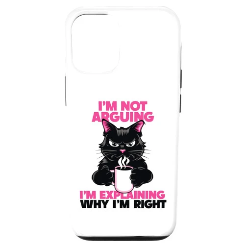 Funny Cat Coffee Tee iPhone 14 I'm Not Arguing I'm Explaining Why I'm Right Cat Coffee Case