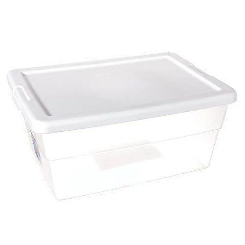 Sterilite 16 Quart Basic Clear Storage Box with White Lid (Pack of 2)