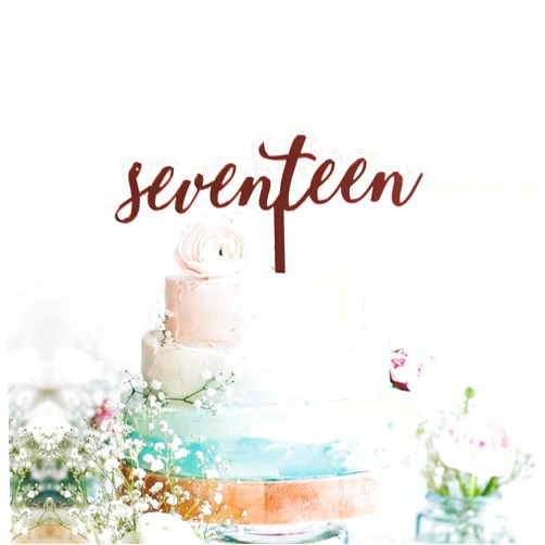 GrantParty seventeen Rose Gold Cake Topper | 17th Birthday Anniversary Wedding Party Decoration Ideas| Perfect Keepsake (17 Rose Gold)