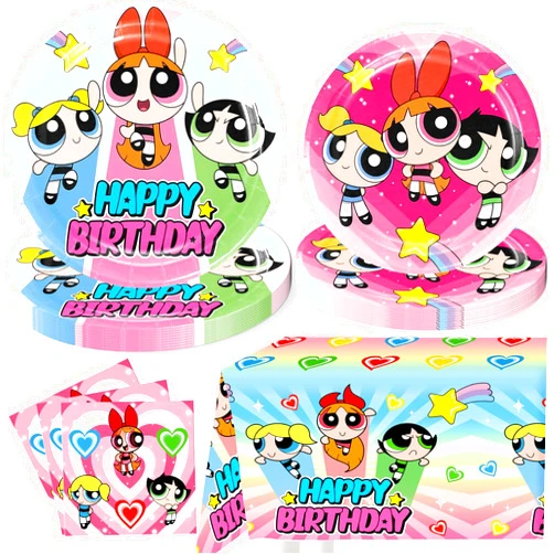Desmilo 81pcs Girls Birthday Decorations Plate, Girls Party Supplies 40pcs Plates, 40pcs Napkins, 1pc Tablecloth for Girls Party Decorations