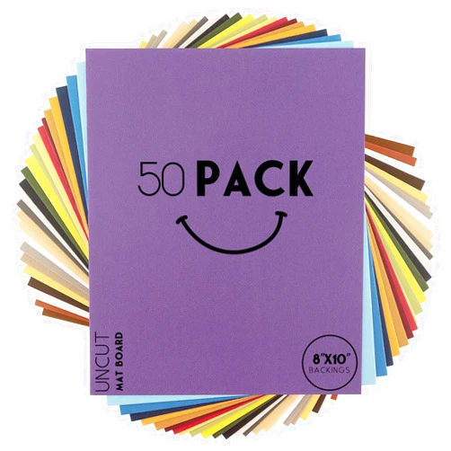 Golden State Art, Pack of 50, Uncut 8x10 Mat Boards, Assorted Colors, 4-ply Thickness Matboard Great for Frames, Artworks, Prints, Pictures