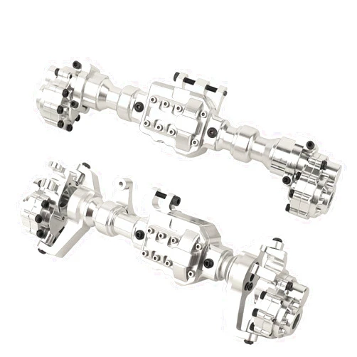 RZXYLRC Aluminum Alloy Front and Rear Axle Housing Set for 1/10 Traxxas TRX4 RC Crawler Car, Replace Original Plastic Axles Housing (Silver)