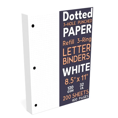 Sort Out My Life Dotted Grid Paper, Letter Size, 3-Hole Punched (Large Holes), 200 Sheets/400 Pages, 120 GSM, 8.5 x 11 inches, White, for Calligraphy, Journaling, Drawing