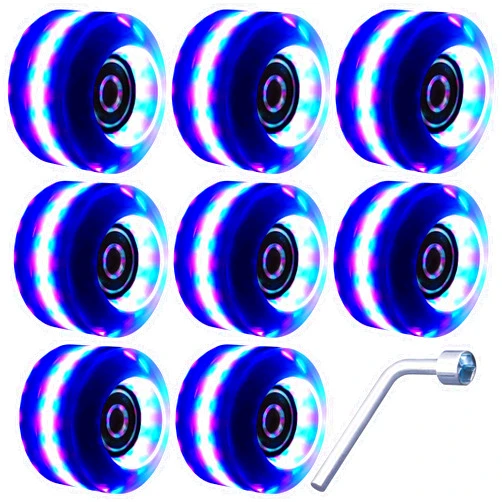 Tanzfrosch 8 Pack Roller Skate Wheels with Bearings Installed Quad Light Up Wheels for Double Row Skating and Skateboard 82A
