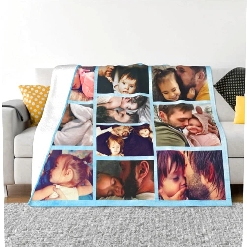 MMAOLP Custom Blanket with Photos, Love Family Memories Personalized Picture Throw Blanket with Text Gift for Family, Couple, Friends, Pets, Birthday Christmas Thanksgiving (10 Photo Collages)
