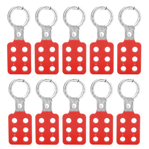Haosie Lock Out Tag Out Hasp, 10PCS Aluminium Lockout Hasp, Insulation Padlock Hasp with 6 Holes Interlock, 1