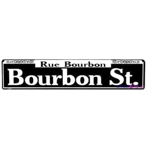 KSFEITING Retro Metal Tin Sign,Mmngt Rue Bourbon Street Sign Exterior Home Cave Garage bar Wall Decoration Vintage Metal Aluminum Sign 4 x 16 inch