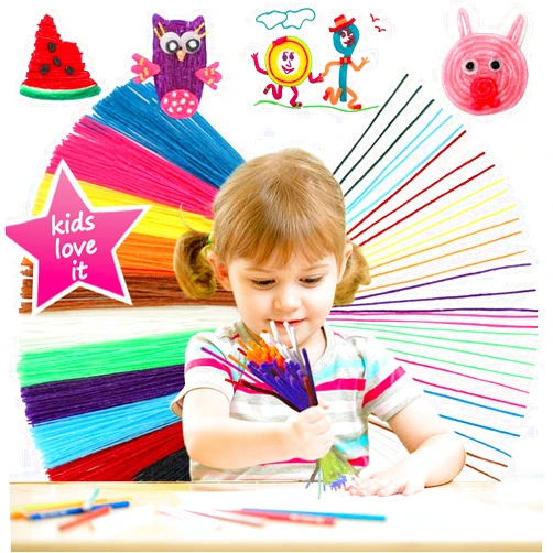 Bofoho 500pc Wiky Sticks Art Crafts Wax Yarn Sticks Non-Toxic Bendable Wiky Sticky Material in Bulk. Perfect Handicraft Gift, Entertainment for Home and Travel Student DIY Project