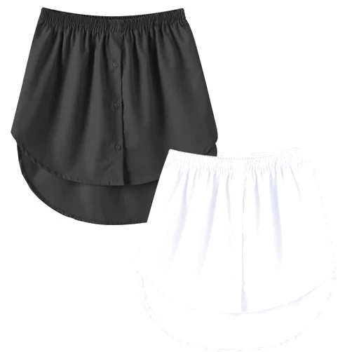 Girstunm Women's Shirt Extender Mini Adjustable Underskirt Removable Layered Sweep Shirt with Buttons