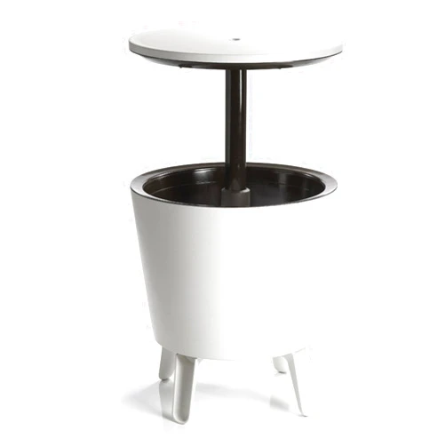 Keter Cool Bar/Cocktail/Coffee 3-in-1 Patio Table, White with Black