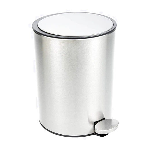 Bamodi Bathroom Bin 3L – Garbage Can with Lids – Small Pedal Bin for Bathroom, Toilet, Restroom – Stainless Steel Rubbish Waste Trash Can with Removable Inner Bucket (Silver)
