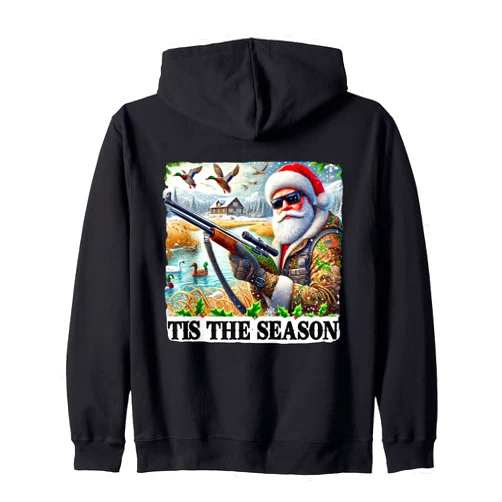 Jackalope Clothing Co. Tis The Season Santa Duck Hunting Zip Hoodie