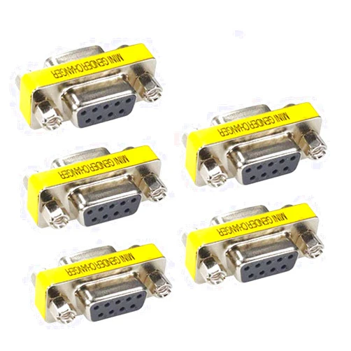 OUOU 9 Pin RS232 DB9 Male to Female Serial Cable Gender Changer Coupler Mini Adapter Pack of 5