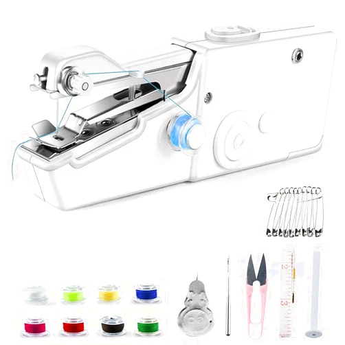 Atacesotaiv Handheld Sewing Machine Mini Portable Sewing Tool More Friendly to the Handicapped Easy-to-operate Portable DIY for Beginners for Home/Travel User (battery not included）