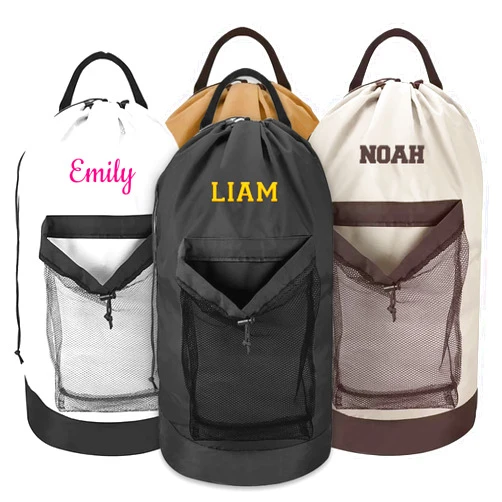 Custom Empire Shop Personalized Travel Laundry Bag Backpack, Embroidered Extra Large Laundry Bag For Travel with Shoulder Strap, Custom Heavy Duty Laundry Bag with Mesh Pocket for Delicates, Traveling and Camping