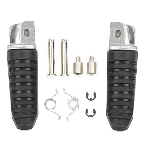 TCMT Silver Front Black Rubber Inlay Foot Pegs Motorcycle Footpeg Footrest Bracket Set Fits For Suzuki V-Strom 650 1000 DL650 DL1000