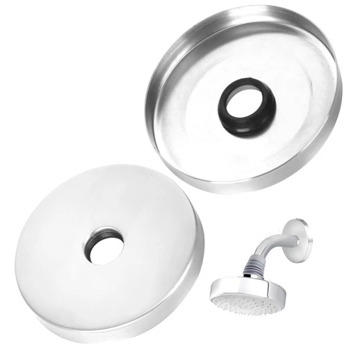 IMPRESA Oversized 4 in Shower Head Escutcheon Plate - Pack of 2 Decorative Brushed Nickel Finish - Tool-Free Install & Oversized Shower Arm Flange