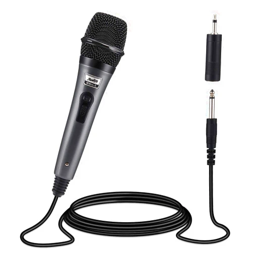 Moukey Karaoke Microphone, Dynamic Microphone with 13 ft Cable, Metal Handheld Cardioid Wired Microphone, XLR Microphone for Singing/Stage, Compatible w/Karaoke Machine/PA System/Amp/Mixer, Grey