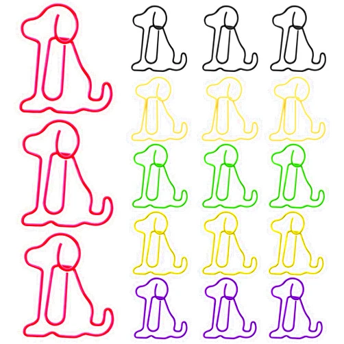 Hariendny 100 Pcs Colorful Animal Bookmarks Clips Cute Paper Clips Dog Shaped Paper Clips Fun Office Gifts Lovely 6 Colors Dog Shaped Marking Clips for Women Men Teachers Students