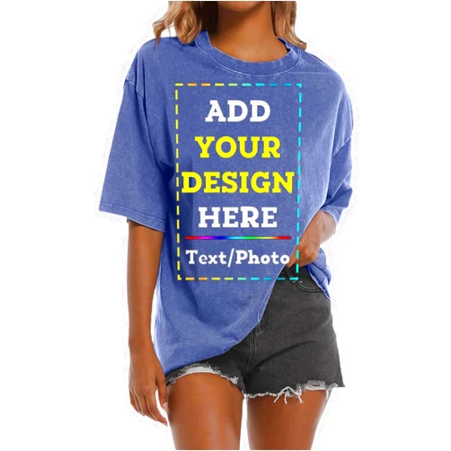 ACKHMJ Custom T-Shirts for Men Women Vintage Acid Wash T Shirt, Custom Tees Shirt Design Your Own, Personalized Photo/Text T-Shirt