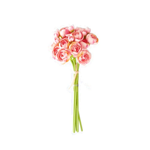 K&K Interiors 13238B-PK, 11 Inch Pink Mini Ranunculus Bundle (7 Stems)