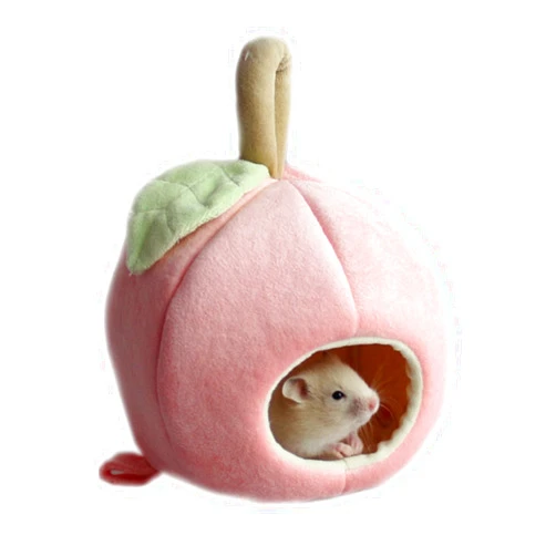Mummumi® Small Animals House Small Pet Hamster Hanging Bed House Hammock Cute Furit Winter Warm Fleece Guinea Pig Hedgehog Chinchilla Bed House Cage Nest Hamster Accessories (Pink)