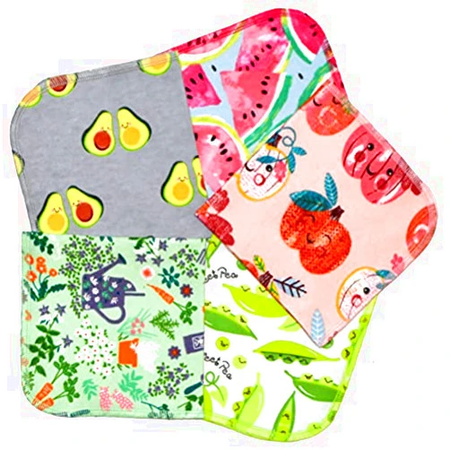 Gina's Soft Cloth Shop Farmers Market Printed Flannel Paperless Towels 1 Ply 12x12 Inches Set of 5- Proudly Made in the USA!