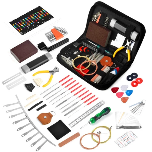 BROTOU 92Pcs Guitar Tool Kit, Guitar Repaire Maintenance Tool Kit with Carry Bag for Acoustic Electric Guitar Ukulele Bass Banjo, Guitar Accessories Gift for Music or String Instrument Enthusiast