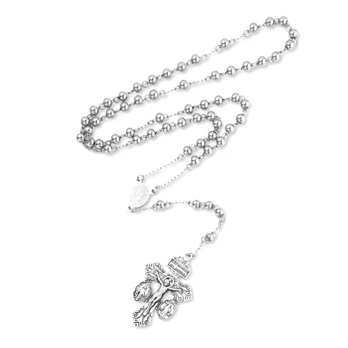 SANDOO Pardon Crucifix Necklace with Stainless Steel Rosary Beads - Cruz Del Perdon Catolica with St Benedict Medal,Crucifijo Del Perdon,Regalo Religioso Católico De Para Hombres Y Mujeres