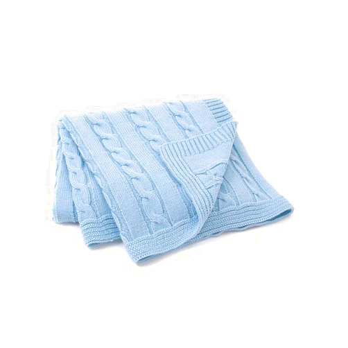 Assby 40x30 Inch Baby Blanket Knit Toddler Blankets for Boys and Girls-Blue