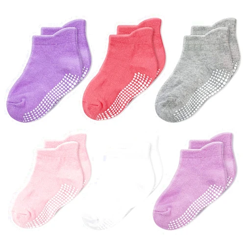 CozyWay Ankle Style Socks with Grippers for Little Girls & Boys, Infants, Toddlers, Children - 6 & 9 Pairs