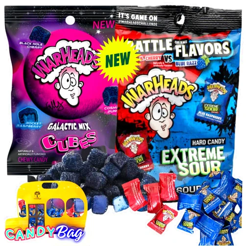 Think FWD Bundle Warh Battle of Flavors 2.5oz + Warh Galactic Mix Cubes 3.5oz - Chewy & Hard Candy| Sour Sweet&Tangy Flavors - Includes Think FWD Candy ZipBag (Battle+Galatic)
