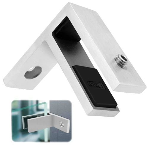 Gyykzz Marine Grade Railing Wall to Glass Clamp, Stainless Steel 316 Bracket for Glass, Satin Finish Railing Glass Clip Holder for Fence Glass, Balustrade, Balcony Deck (1 Piece F Shape Clamp)
