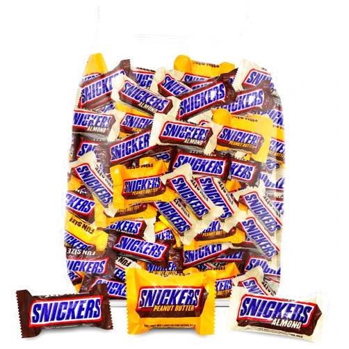 Taboom Snicker Bulk Chocolate Candy Variety Pack - 1.5 Pound Fun size Milk Chocolate Candy Bars Crunchy Peanut Butter, Almonds & Peanuts Caramel Assortment Party Size Bag