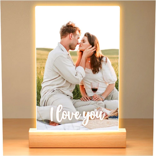 Bulaient Personalized Picture Frame with Photo, Custom Photo Frame with Night Light, Personalized Anniversary Couple Gifts for Women Men Her Him Boyfriend Girlfriend