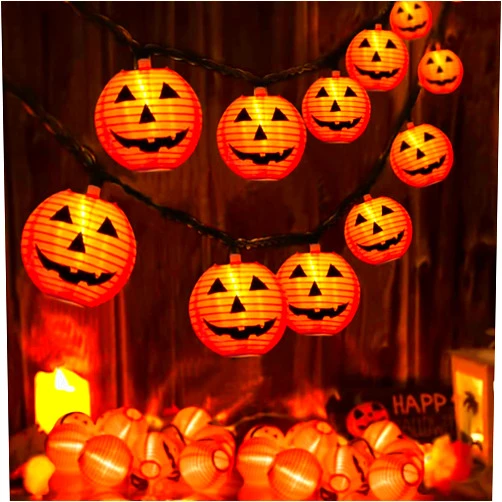 Pallerina Pumpkin Lantern 8.5FT Pumpkin String Lights with 10 Pumpkin Lights, Halloween Lantern for Holiday Decorations, Jack O Lanterns String Lights for Party Outdoor Indoor Doors Christmas Decors