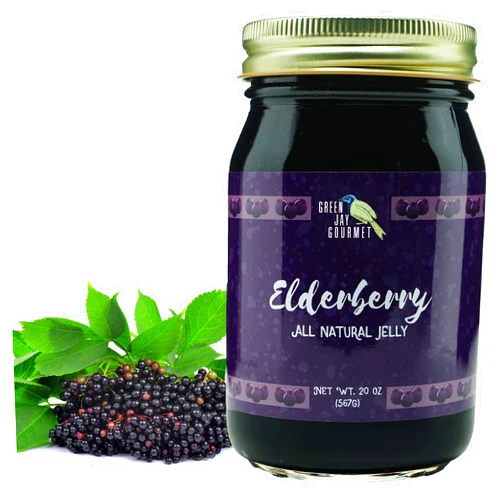 Green Jay Gourmet Elderberry Jelly – All-Natural Jam with Elderberries & Lemon Juice – Vegan, Gluten-free Jam - Contains No Preservatives or Corn Syrup – Made in USA Elderberry Jam – 20 Ounces