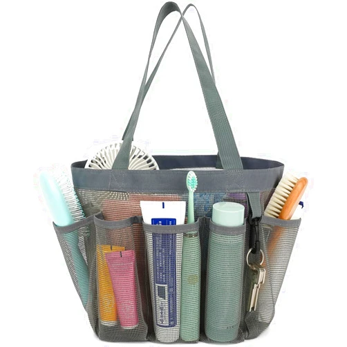 Fammart Mesh Shower Caddy Portable for College Dorm Room Essentials with 7 Upgraded Deeper Pockets, Quick-Dry Large Shower Basket Tote Bag with 2 Handles for Toiletry, Bathroom, Camp, Gym