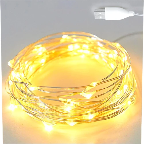 BEEWIN 10 LED USB Fairy String Lights - Twinkling Copper Wire Firefly Lights Waterproof for Outdoor Indoor(Warm White,1 Pack)