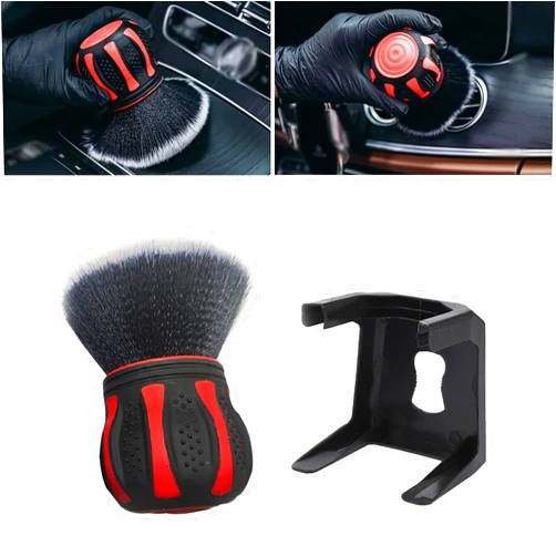Leediga 1 PC Car Detail Brush, Car Beauty Tools, Ultra Soft Detailing Brush with Storage Rack, Car Interior Cleaning Brush, for Most Cars (Red), LEEQJS1702RE-1PC