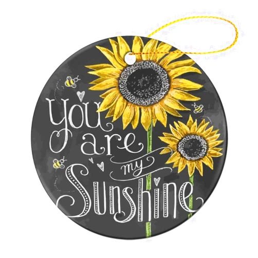 NELife Christmas Tree Ornament You are My Sunshine Sunflower Ceramic Ornaments Hanging Pendant for Xmas Tree Home Wedding Decorations, Gifts Souvenir