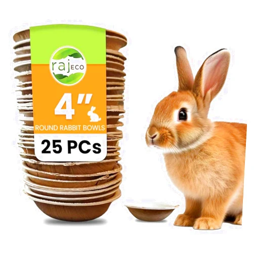 Raj Unique Collection Raj Disposable Palm Leaf Bowls for Bunnies (25 Count, 4