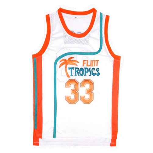 BOROLIN Mens Basketball Jersey #33 Jackie Moon Flint Tropics 90s Movie Shirts