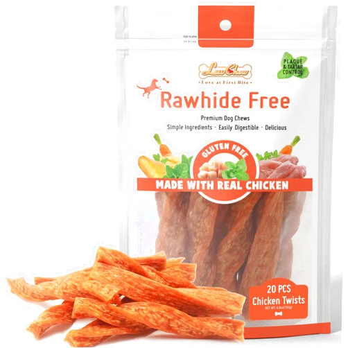 LuvChew Chicken Dog Chew Twist Sticks, Puffed Human Grade Chicken Dog Treat Sticks, Rawhide Alternative, Easy to Digest 20pcs/Pack