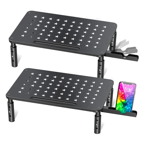 Zimilar 2 Pack Monitor Stand , 3 Height Adjustable Stand with Unique Star Mesh for Computer, Laptop, Printer, Notebook, iMac, Premium Metal Monitor Risers for 2 Monitors