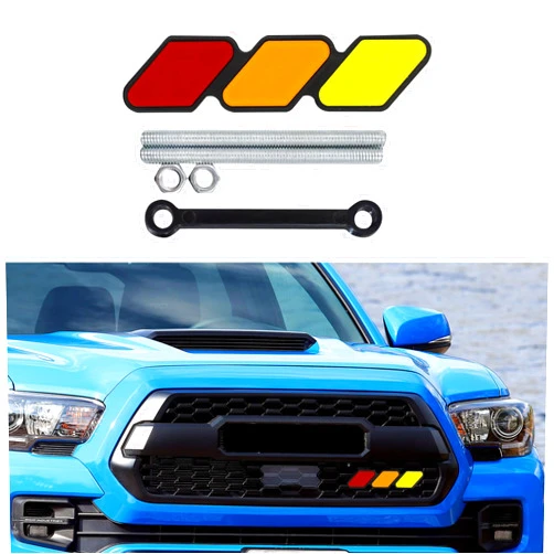 WINUERK Tri-Color Grille Decor Badge, Upgrade Grille Emblem, Grille Insert Trims Logo Sticker, 3-Color Car Decoration Accessories Car Truck Label for Most Vehicles