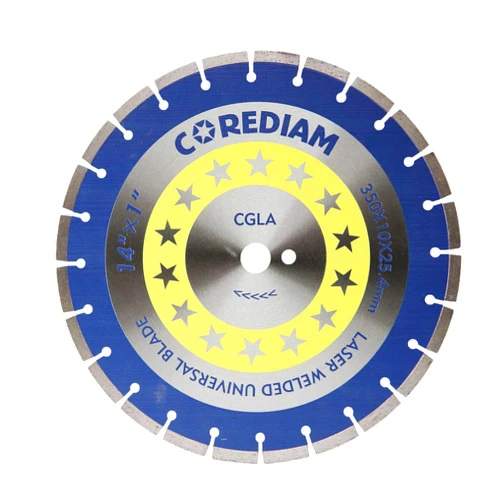 COREDIAM 14 Inch Diamond Blade, Laser welded Universal Blade with 10mm Segment Height for Cutting Concrete, Reinforced Concrete, Concrete slabs, Wet/Dry Cut, 1