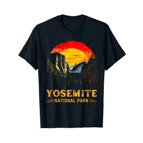 Retro Sunset US National Parks Apparel Vintage Yosemite National Park CA California Hiking Camping T-Shirt