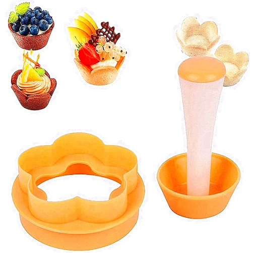 Deysen Pastry Dough Tart Tamper Kit, With 6 Cavity Muffin Pan Plastic Cookie Dough Flower/Round Cake Cutter With Tart Tamper, Tart Shell Molds Cupcake Mold For Muffin/Cupcake (1Pcs)