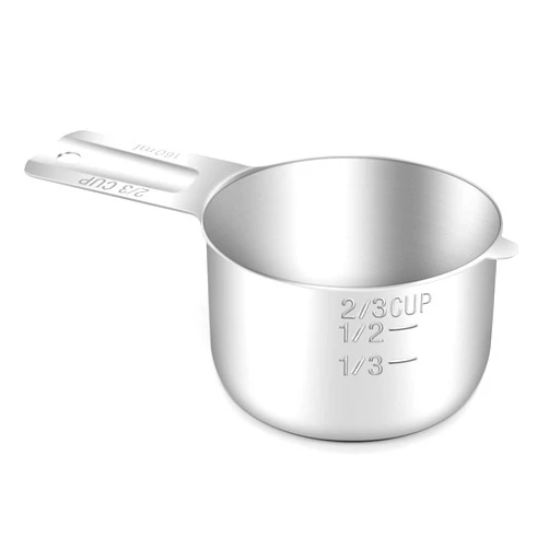 BERYLER®2/3 Cup (160 ml | 160 cc | 5.3 oz) Measuring Cup, Stainless Steel Measuring Cups, Metal Measuring Cup, Kitchen Gadgets for Cooking